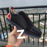 Louboutin-style red bottom shoes, popular european station cl red bottom shoes, electric embroidery style, low-top high-top men's shoes, red bottom couple, trendy rivets, casualtie back
