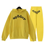 Sp5der Hoodie & Sweatpants 2 Piece Set Cobweb Puff Print Pure Cotton
