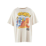 Men Vintage T-Shirts Vintage Washed Old Graffiti Loose Crew Neck Short Sleeves
