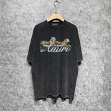 Amiri Washed Distressed T Shirt Printed Trendy Pure Cotton