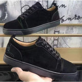 Louboutin-style red bottom shoes export model cl men's shoes electric embroidered red bottom white shoes breathable sneakers men's shoes flatscasual shoes crescent shoes goatskin