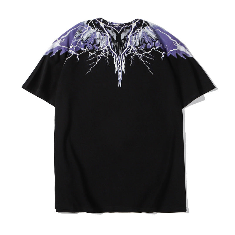 Marcelo Burlon T Shirt MB Purple Lightning Wings Pure Cotton Men and Women Same Style