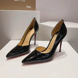Louboutin-style red bottom shoes fashionclassy style side empty cl red bottom side empty high heels sexy pointed toe flats single shoes stiletto shoes women's shoes