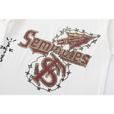 Travis Scott T Shirts x Mitchell x Ness FLORIDA STATE UNIVERSITY logo print short-sleeve