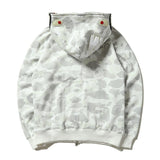 Shark Print Hoodie Black And White Luminous Shark Coat Looped Fabric Hooded Shark Sweater Shark Embroidered Hoodie