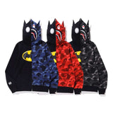 Bathing Ape Hoodie Camo Batman Zip Fleece Hooded Cardigan Shark Head Sweater Jacket