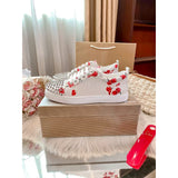 Louboutin-style red bottom shoes guangdong version european station cl red bottom shoes best selling studded shoes studded shoes fashioneasiest for match red bottom studded sneakers