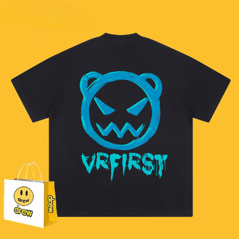 Drew T Shirts Funny Smiley Printed Short Sleeve