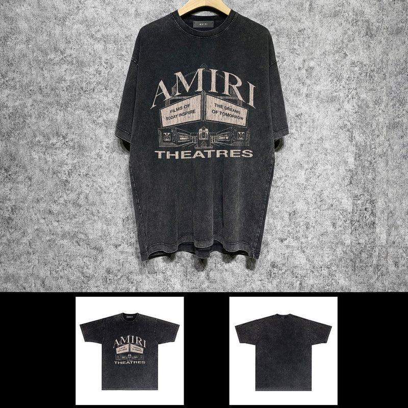 Amiri washed t-shirt billboard printing short sleeves