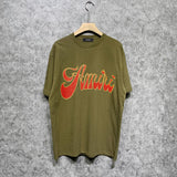 Amiri t shirts flame gold letterprinting short sleeves