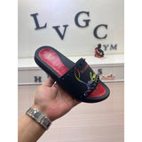 Louboutin-style red bottom shoes fashionexportcl red bottom rivets men's slippers summertrendy flip-flops lightweight non-slip beach shoes cool flip-flops