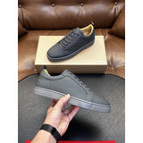 Louboutin-style red bottom shoes, hot-selling genuine leather flat men's sneakers, cl red sole trendy lace-up casual shoes, factory direct