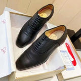 Louboutin-style red bottom shoes embroidered shoes fashioneasiest for matchcasual business thick sole glossy gentleman leather shoes red bottom wedding cl men's shoes
