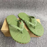 Louboutin-style red bottom shoes cl popular in stock red bottom rivets non-slip flat bottom flat heel flip-flops beach flip-flops outdoor couple factory wholesale