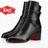Louboutin-style red bottom shoes studded short boots red bottom cl thick heel short boots small round toe ankle boots popular foreign style fashion boots boots