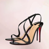 Louboutin-style red bottom shoes export new year; cl red bottom snake-shaped one-strap high-heeled sandals for women with round toe and ultra-high heels factory direct sales