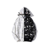Shark Print Jacket Shark Head Black And White Luminous Coat
