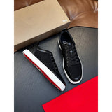 Louboutin-style red bottom shoes men's genuine leather patchwork sneakers cl rivet decoration trendy low-top casual shoes multi-color exporttie back sneakers