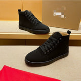 Louboutin-style red bottom shoes spring autum red bottom cl european station k-style british casual small black shoes good men's spike shoes