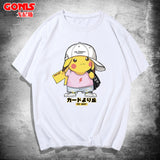 Men and Women Pokemon Pikachu T Shirt Y Pikachu Short Sleeve T-shirt for Men and Women