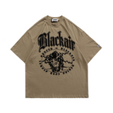 Y2g Shirts for Boys Blackair Vintage Print Short Sleeves Male Hip Hop Loose T-shirt
