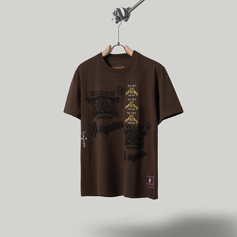 Travis Scott T Shirts x Mitchell x Ness North Carolina AT Aggies Seal T-Sleeve