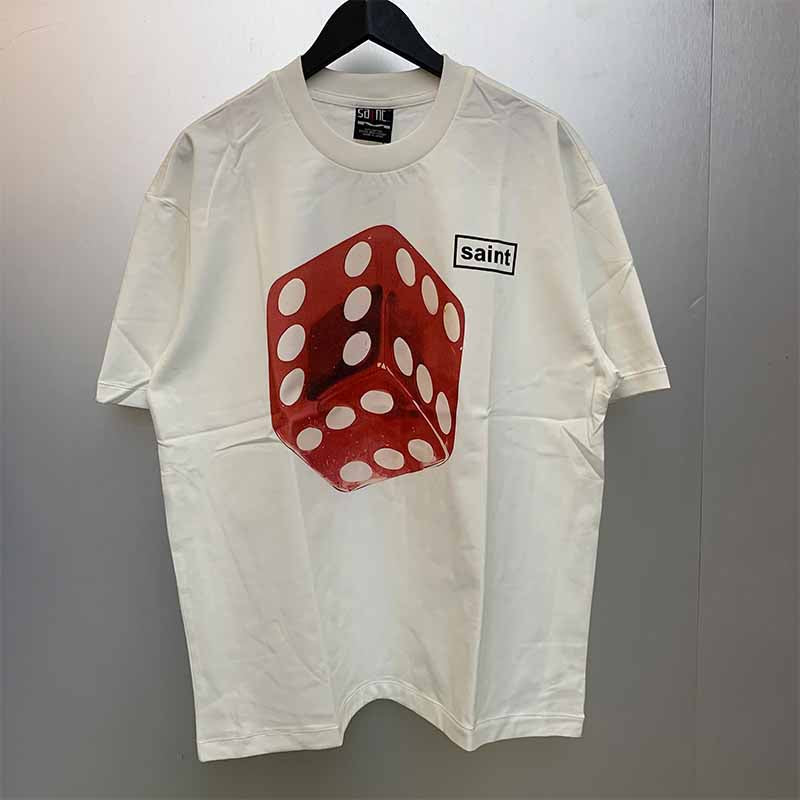 SAINT MICHAEL Vintage T Shirt 23SS CIRCLE 666 Red Dice Short Sleeve