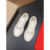 Louboutin-style red bottom shoes clmen genuine leather red bottom casual shoes imported cowhide breathable low-top sneakers trendy men's shoes