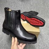 Louboutin-style red bottom shoes exportcl short boots leather fashion catwalk shoes high quality plus size red bottom leather boots