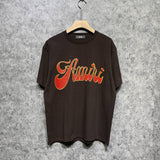 Amiri t shirts flame gold letterprinting short sleeves
