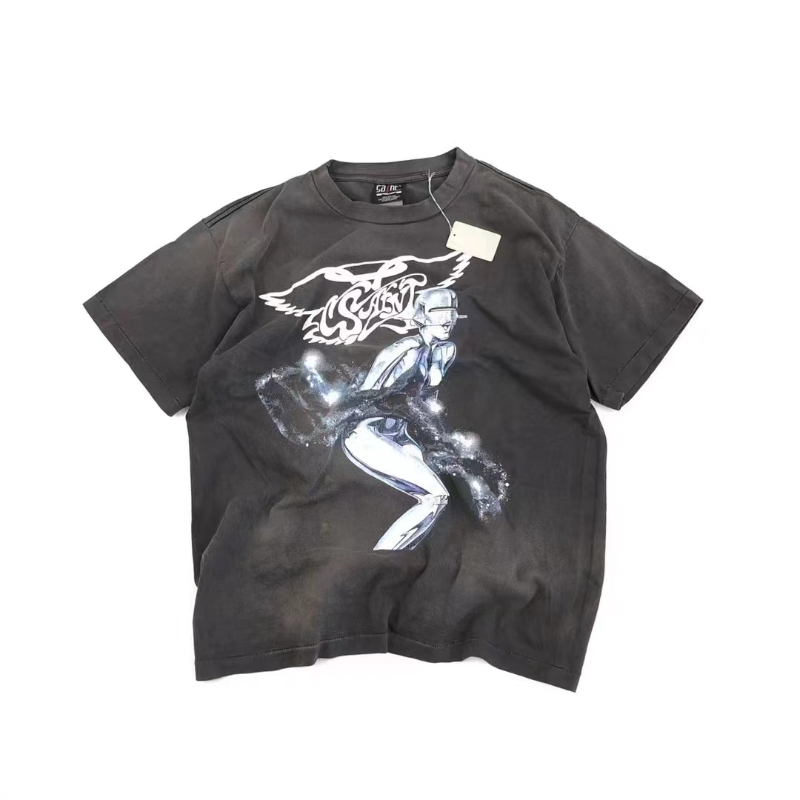 Saint Michael T Shirt Vintage Distressed Short Sleeve Niche Casual T-shirt