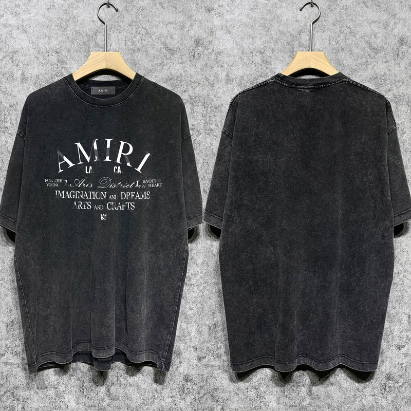 Amiri washed t-shirt damaged spider printing short sleeve