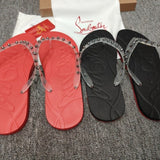 Louboutin-style red bottom shoes clmen women's rivet flip-flops fashionnon-slipoutwear beach shoes trendy slippers one piece