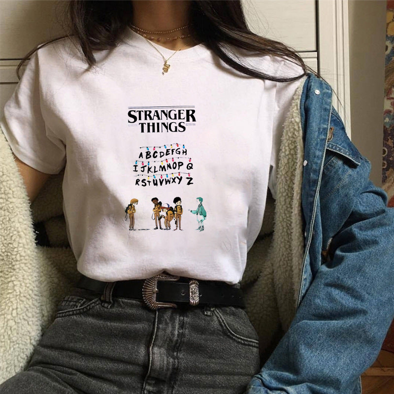 Stranger Things T Shirt Stranger Things3 Pattern Crew Neck Polyester Women's Printed Wear T-shirt