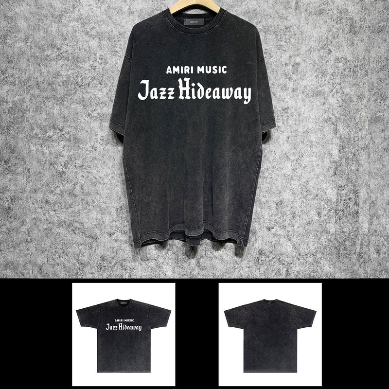 Amiri washed t-shirt musical letter short sleeves