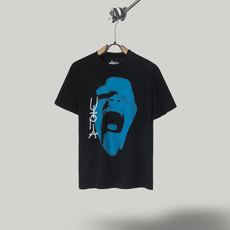 Travis Scott T Shirts Cactus Jack x Utopia Utopia joint crying blue face short sleeve