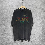Amiri washed t-shirt rainbow letter short sleeve