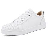 Louboutin-style red bottom shoes mencl red bottom rivet casual shoes casual social boy sneakers fashiontrendy real microfiber leather shoes white shoes