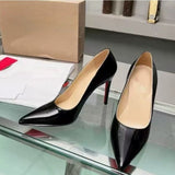 Louboutin-style red bottom shoes exportcl red bottom high heels women's stiletto pointed patent leather flatsfashionsexy style fashionflats