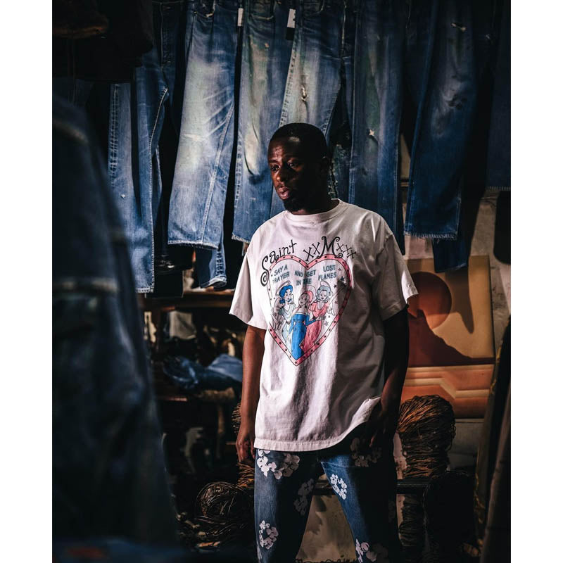 Saint Michael T Shirt Retro Loose Graffiti Printing T-shirt