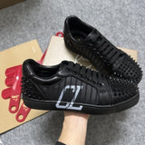 Louboutin-style red bottom shoes export europe station cl red bottom shoes electric embroidery low top high top men's shoes red bottom couple trendy rivets casualtie back