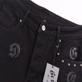 Godspeed Shorts Summer GOD Letter Pattern Embroidered Casual Denim Shorts