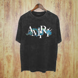 Amiri washed t-shirt letter dragon printing short sleeves