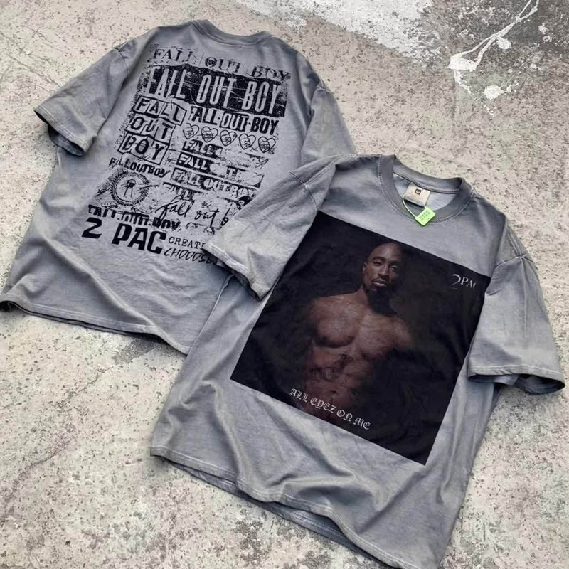 Mens Vintage T-Shirts Tribute "Tupac Shakur" Washed Grey Tee