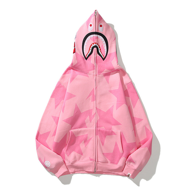 Shark Print Hoodie Sweater Coat Hoodie Male And Female Couples Wear