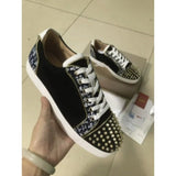Louboutin-style red bottom shoes cl red bottom shoes european station export men's shoes rivet sneakers trendyflats breathable willow couple style