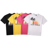 Palm Angels T Shirts Sun Print T-shirt Loose Short Sleeve