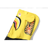 Shark Print Jacket Shark Head Violent Bear Red And Blue And Yellow Multicolor Hoodie Men'S And Women'S Zipper Jacket