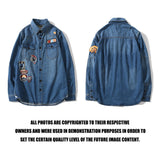 Shark Print Jacket Men And Women Casual Plus Size Coat High Quality Denim Shirt