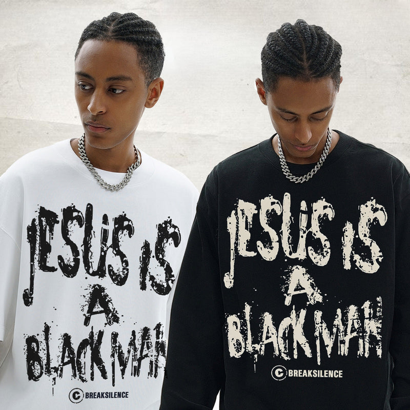 Vintage Hoodie text print long short sleeve t-shirt washed old t-shirt
